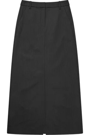 Munthe Nederdel, Dame, Sort, XS, Elegant Stribet Nederdel med Slids