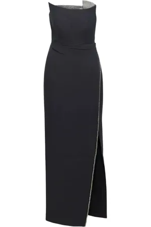 Roland Mouret Kjole, Dame, Sort, S, Uld, Sort Maxi Kjole med Slids