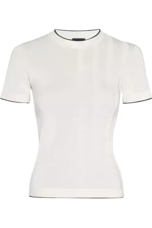 Jacquemus Top, Dame, Hvid, M, Bomuld, Hvid strik T-shirt med `J` krog