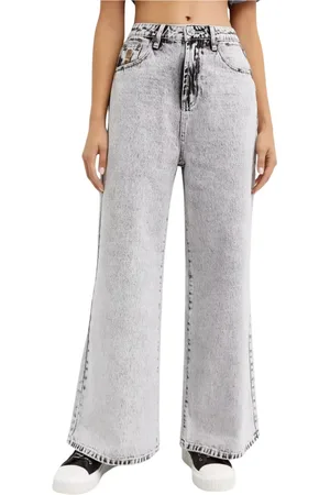 ONE TEASPOON Jeans, Dame, Grå, W26, Bomuld, Grå Brede Ben Jeans