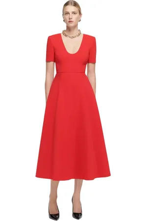 Roland Mouret Kjole, Dame, Rød, M, Rød U-hals Midi Kjole
