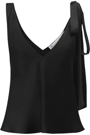 J.W.Anderson Top, Dame, Sort, 2XS, Uld, Sort Silke V-Hals Top