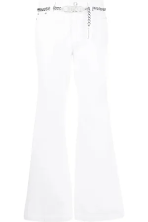 Michael Kors Jeans, Dame, Hvid, 2XS, Denim, Hvid Flare Chain Bælte Denim Jeans