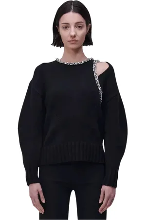 Simkhai Strik, Dame, Sort, XS, Uld, Sort krystalpyntet sweater Monroe