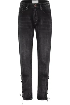 ONE TEASPOON Jeans, Dame, Sort, W25, Bomuld, Sorte Højtaljede Baggy Jeans