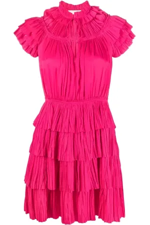 ULLA JOHNSON Kjole, Dame, Lyserød, L, Polyester, Elegant Midi Kjole