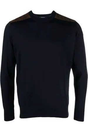 Paul & Shark Strik, Herre, Blå, 3XL, Uld, Blå Uld Crewneck Sweater