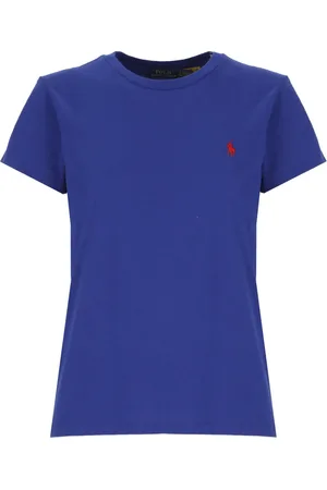 Ralph Lauren Top, Dame, Blå, S, Bomuld, Blå bomulds T-shirt med ikonisk Pony