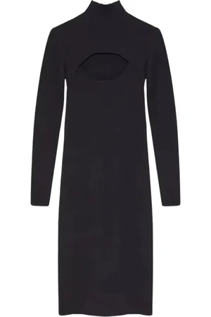 YVES SALOMON Kjole, Dame, Sort, M, Polyester, Sort 2-i-1 Kjole med Bluse