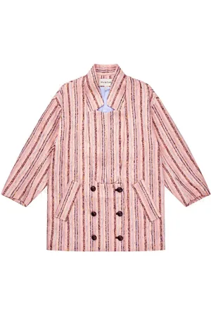 Munthe Jakke, Dame, Lyserød, L, Bomuld, Elegant Stribet Blazer i Fersken