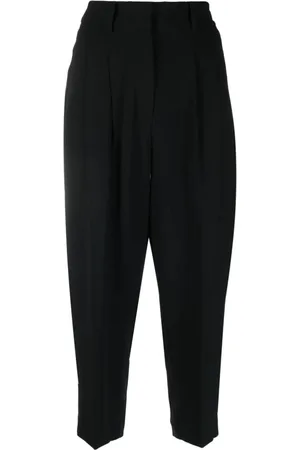 Michael Kors Bukser, Dame, Sort, XS, Uld, Sort Plisseret Crop Formelle Bukser