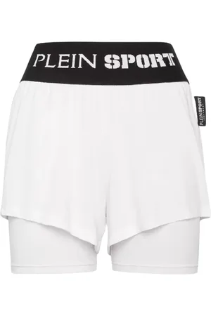 Philipp Plein Shorts, Dame, Hvid, M, Hvide Logo Shorts Høj Talje