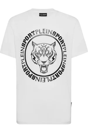 Philipp Plein Top, Herre, Hvid, M, Bomuld, Hvid Carbon Tiger T-shirt