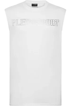 Philipp Plein Top, Herre, Hvid, M, Bomuld, Hvid Ærmeløs T-shirt med Tiger Grafik