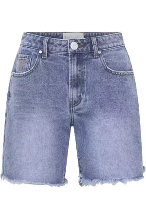 ONE TEASPOON Shorts, Dame, Blå, W24, Denim, Denim Shorts med Flosset Hem