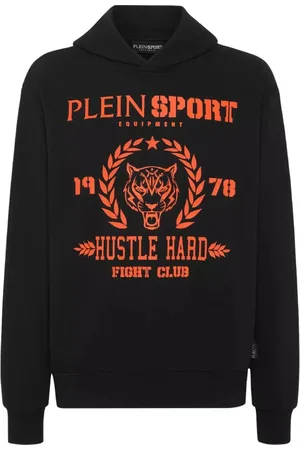 Philipp Plein Sweathshirts & Hoodies, Herre, Sort, 2XL, Bomuld, Sort hættetrøje med grafisk print