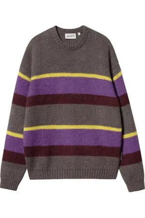 Carhartt Strik, Herre, Flerfarvet, M, Uld, Stribet jacquard sweater i alpaca-blanding