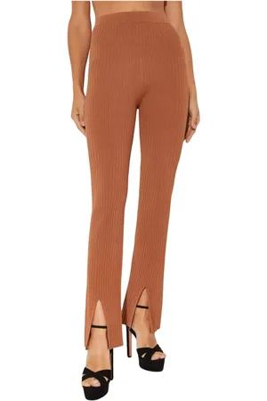 Nanushka Bukser, Dame, Brun, L, Beige Ribbed Anna Bukser