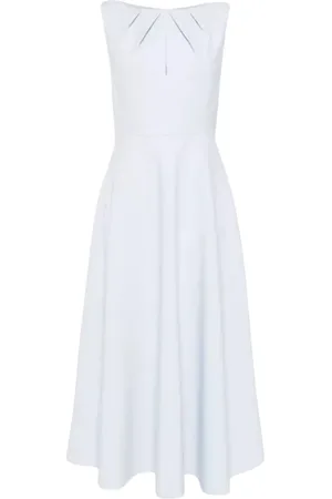 Roland Mouret Kjole, Dame, Blå, M, Blå Midi Kjole Bådhals A-linje