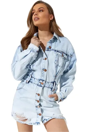 ONE TEASPOON Kjole, Dame, Blå, XS, Denim, Denim Mini Kjole med Knapper - Begrænset Udgave
