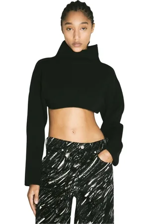 Marni Strik, Dame, Sort, S, Uld, Uldstrik Turtleneck Cropped Sweater