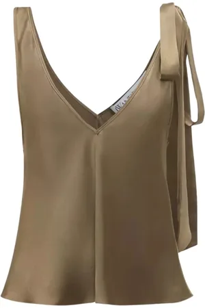 J.W.Anderson Top, Dame, Grøn, XS, Uld, Silke Oliven V-hals Top