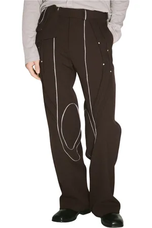 Kiko Kostadinov Bukser, Herre, Brun, L, Uld, Stud Embellished Twill Chalice Pants
