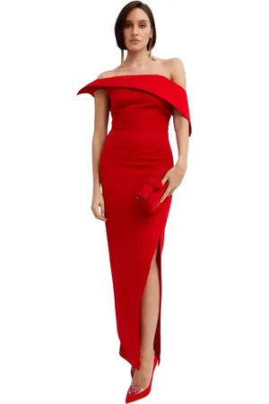 Roland Mouret Kjole, Dame, Rød, XS, Uld, Rød Asymmetrisk Aftenkjole