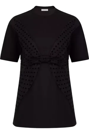 Nina Ricci Top, Dame, Sort, XS, Bomuld, Sort bluse med prikket sløjfe