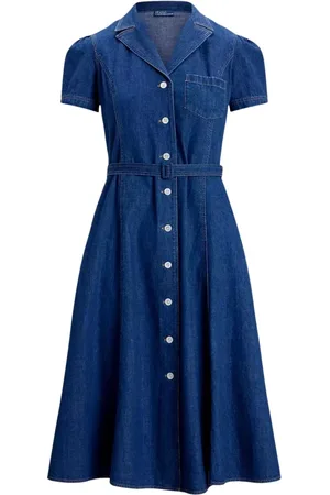 Ralph Lauren Kjole, Dame, Blå, XS, Denim, Denim Midi Kjole