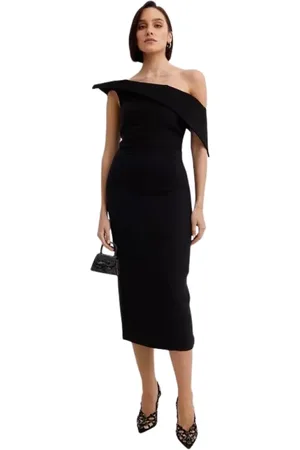 Roland Mouret Kjole, Dame, Sort, XS, Uld, Sort Asymmetrisk Kjole Elegant Anledning