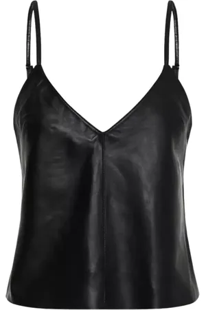 ONE TEASPOON Top, Dame, Sort, L, Læder, Sort læder tanktop