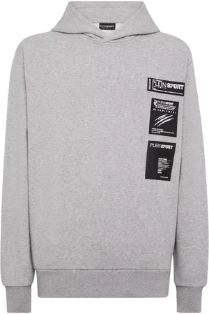 Philipp Plein Sweathshirts & Hoodies, Herre, Grå, L, Bomuld, Grå hættetrøje med mærkeemblem