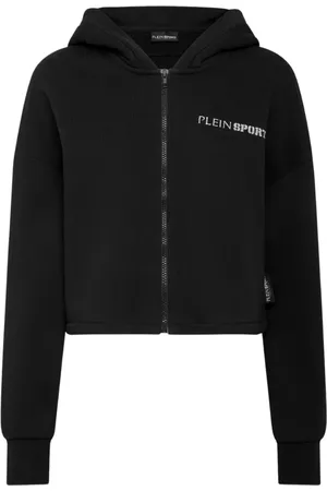 Philipp Plein Sweathshirts & Hoodies, Dame, Sort, L, Bomuld, Sort hættetrøje med Scratch design