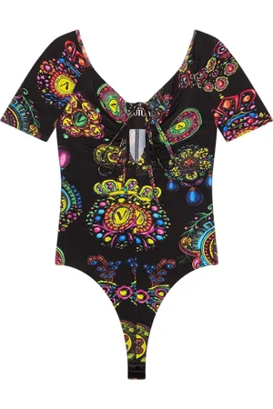 VERSACE Top, Dame, Sort, S, Sort Regalia Print Body