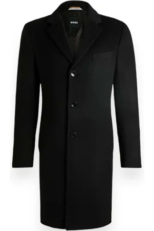 HUGO BOSS Frakke, Herre, Sort, M, Uld, Stilfuld Frakke med H-Hyde Detalje