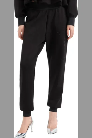 Emporio Armani Bukser, Dame, Sort, M, Polyester, Sort Strass Logo Sweatpants