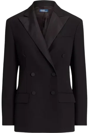 Ralph Lauren Jakke, Dame, Sort, M, Uld, Dobbeltbrystet uld blazer