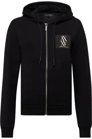 Emporio Armani Sweathshirts & Hoodies, Dame, Sort, XS, Uld, Sporty Sort Zip Hoodie Sweater