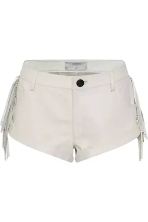 ONE TEASPOON Shorts, Dame, Hvid, W26, Læder, Hvide læder frynse shorts