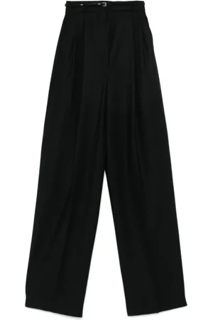Sportmax Bukser, Dame, Sort, XS, Uld, Sort uld stretch oversize bukser