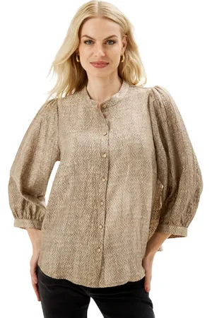 In Front Bluser & Skjorter, Dame, , XL, Nylon, Feminin Crepe Fabric Skjorte Sand