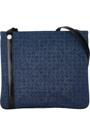 Bvlgari Pre-owned, Dame, Blå, ONE SIZE, Uld, Pre-owned Canvas skuldertasker