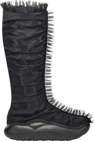 UGG Sko, Dame, Sort, 38 EU, Uld, Mesh Overlay Ruffle Tall Støvler Frynser