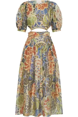 IXIAH Kjole, Dame, Flerfarvet, XS, Uld, Blomstret Casablanca Midi Kjole