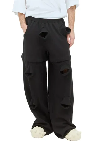 WALTER VAN BEIRENDONCK Bukser, Herre, Sort, L, Bomuld, Aftagelige Ben Bomuld Fleece Track Bukser