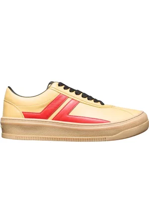 Lanvin Sko, Herre, Gul, 40 EU, Læder, Læder Sneakers med Kontrastpaneler