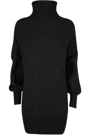 YES ZEE BY ESSENZA Kjole, Dame, Sort, 2XL, Ternede Ribstrikket Turtleneck Kjole