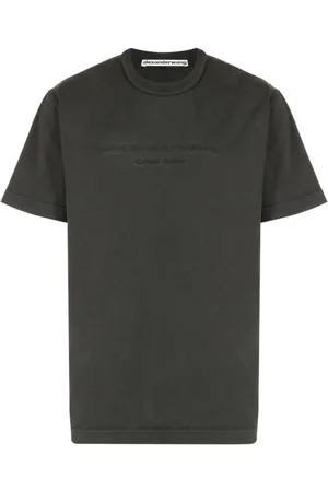 Alexander Wang Top, Dame, Grå, S, Bomuld, Præget Logo Crew Neck T-shirt