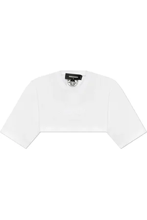Dsquared2 Top, Dame, Hvid, L, Bomuld, Kort, løstsiddende T-shirt
